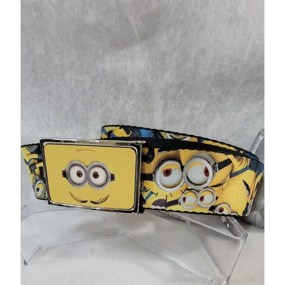 Despicable‎ Me Minion Dave Face Unisex Buckle Belt Yellow Graphic Print 49.25